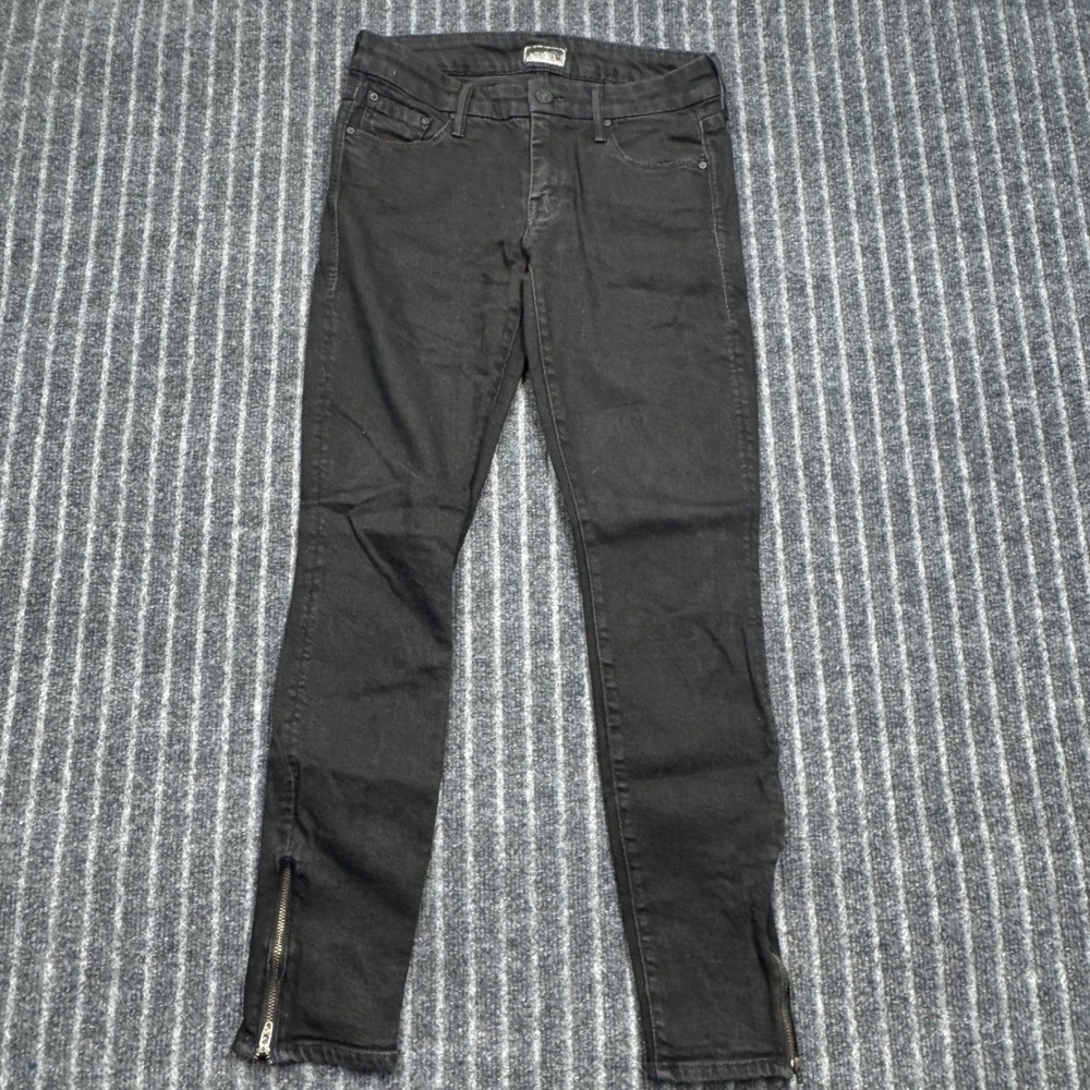 MOTHER Womens The Looker Ankle Zip Jeans Size 26 Black A Model Spy Skinny Denim